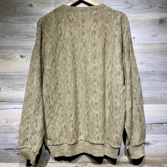 Shenandoah Vintage Sweater Mens L, Brown Textured Diamond Knit Cosby 90s Grandpa - Picture 3 of 9
